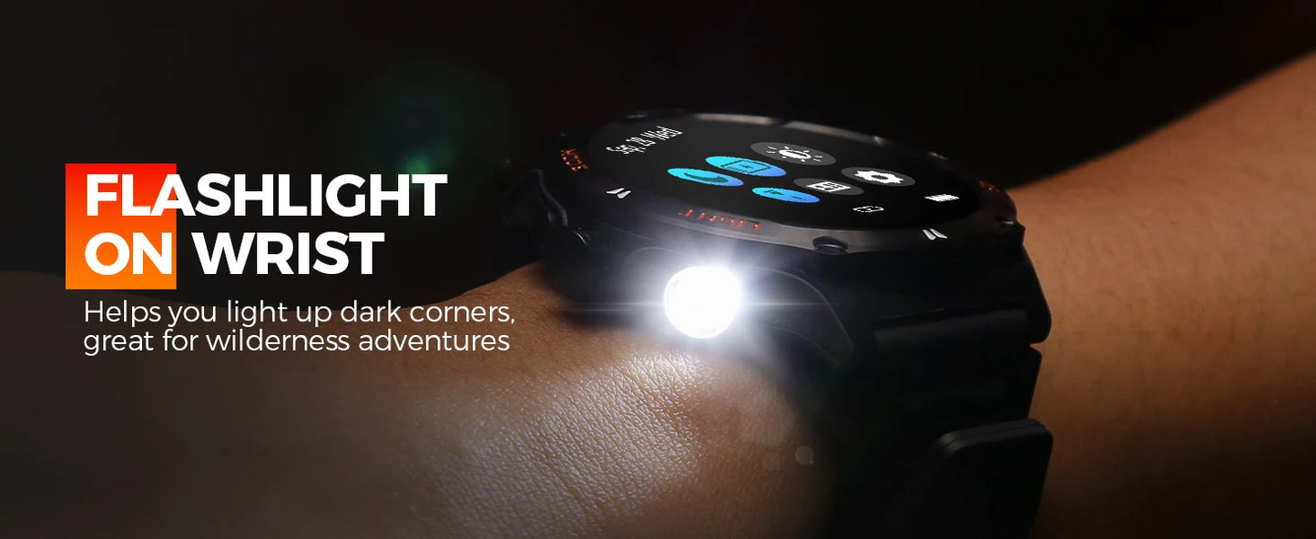 KT76 – Montre Connectée Sport Homme avec Boussole, Lampe LED et Suivi Santé - BLACKBEARD OUTDOOR INDUSTRIES