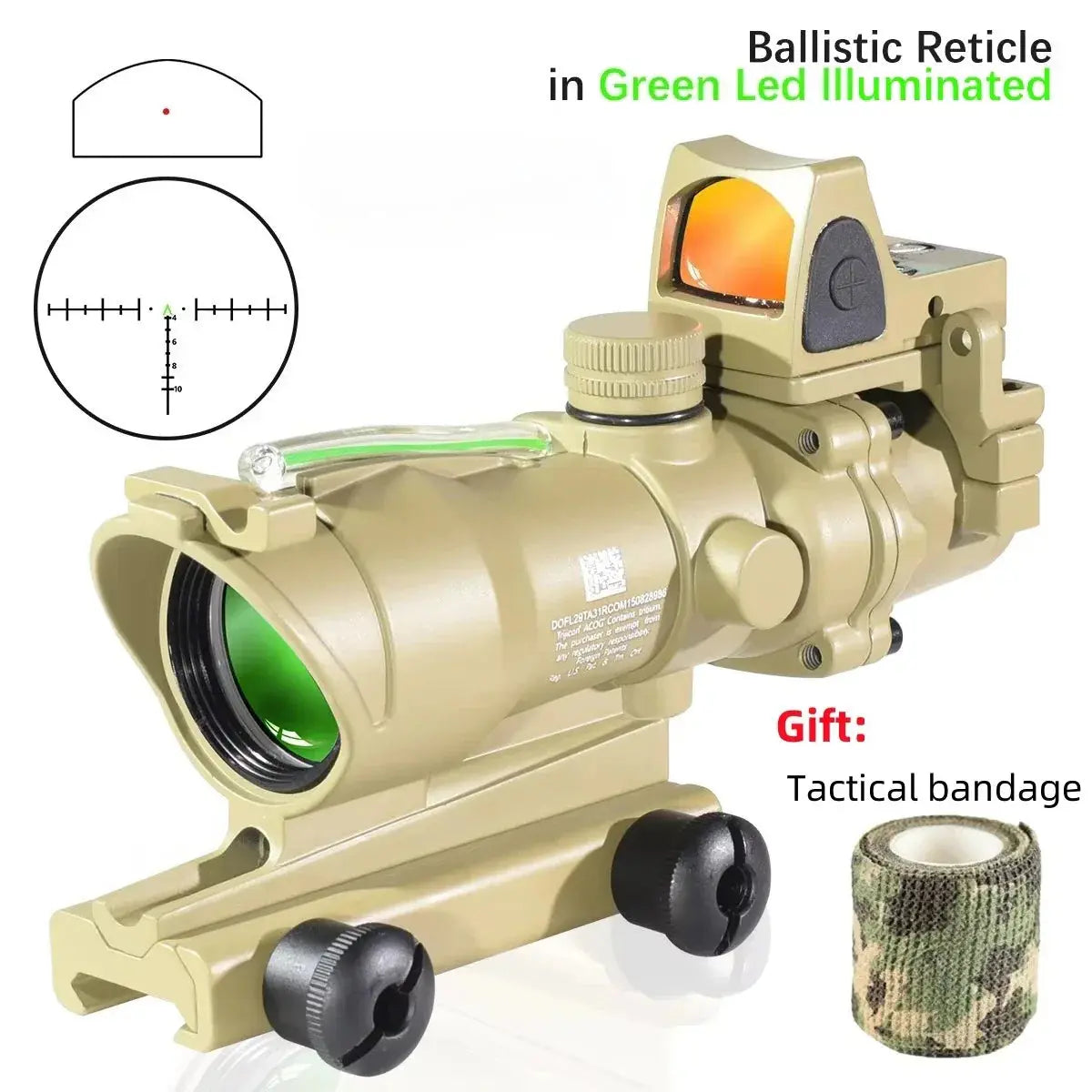 Lunette de Tir 4x32 avec Point Rouge – Optique à Fibre Réelle, Réticule Éclairé Vert et Rouge pour Rail 20mm Ma boutique