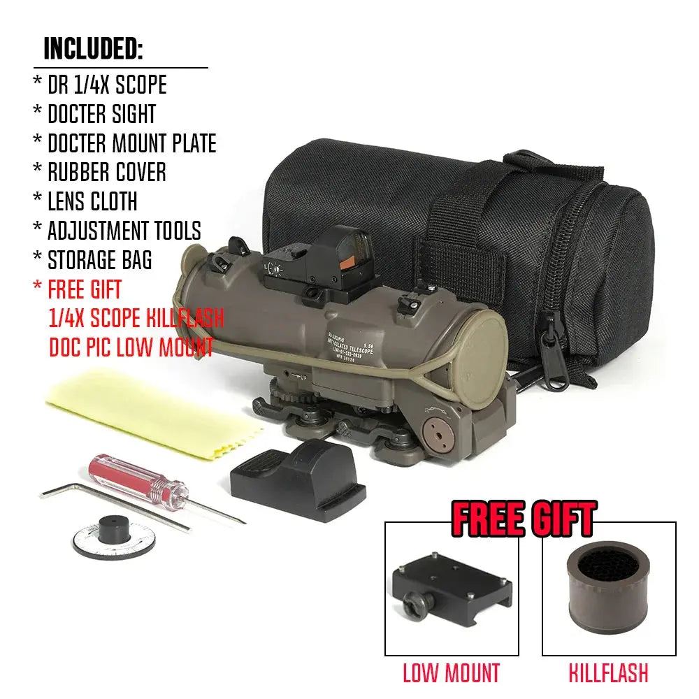 Viseur Tactique DR 1-4X GEN3 Double Fonction avec Réticule Rouge – Optique de Précision pour Fusil, Airsoft et Tir de Chasse Ma boutique