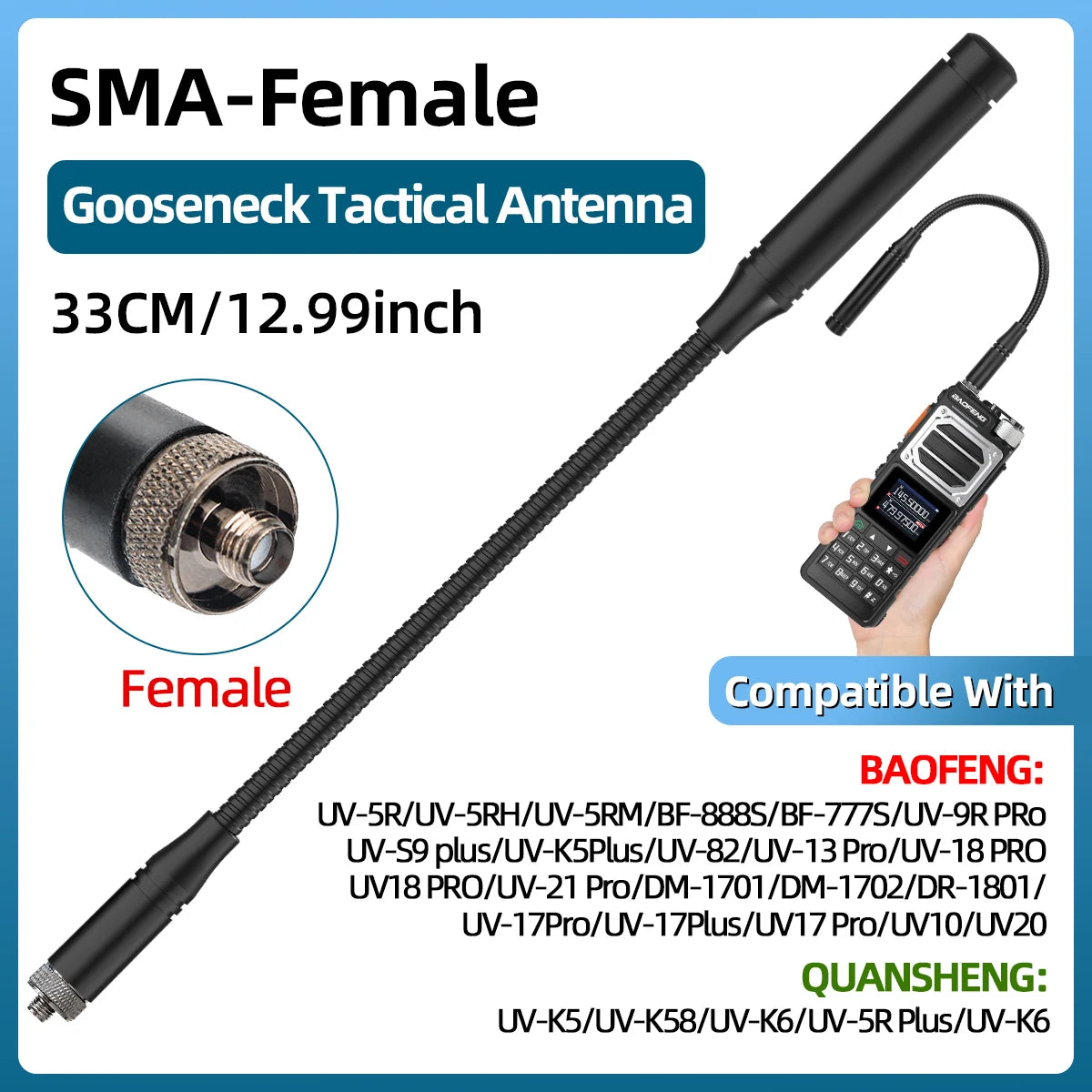 Antenne Tactique Pliable ABBREE CS – Dual Band VHF/UHF 144/430 MHz – SMA-Femelle - BLACKBEARD OUTDOOR INDUSTRIES