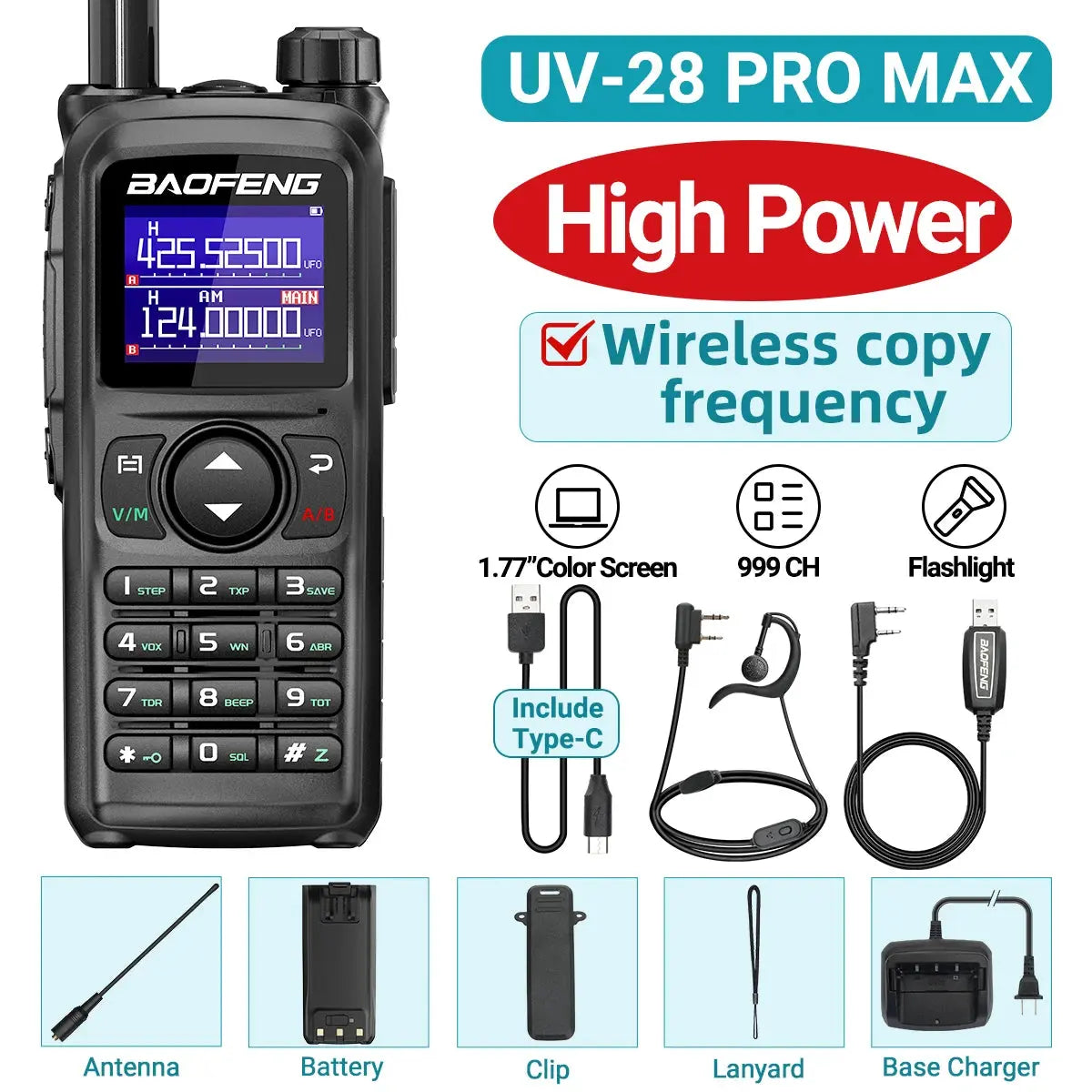 Talkie-Walkie Baofeng UV-28 PRO MAX - Multi-Bandes Haute Puissance Ma boutique