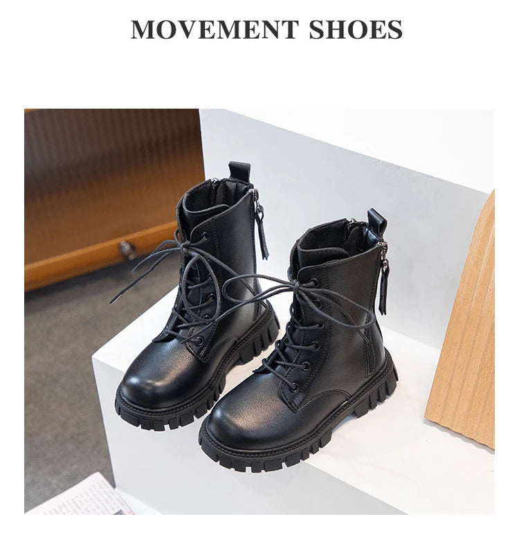 bottines fille cuir noir Ma boutique