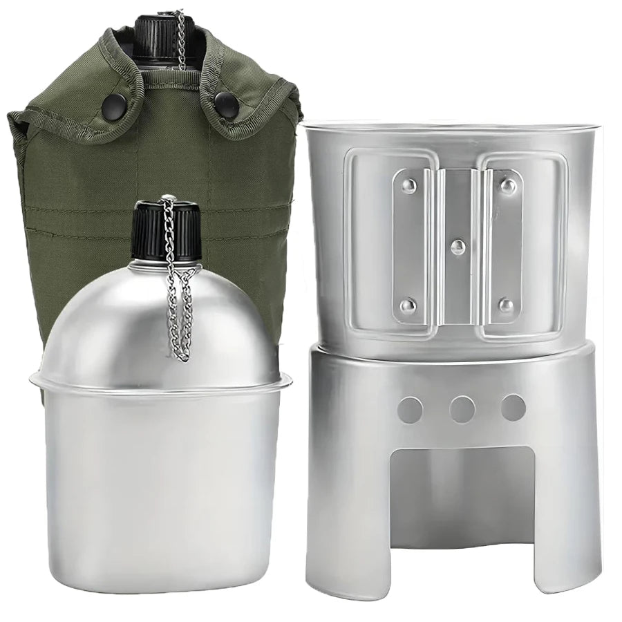 Gourde Militaire en Aluminium avec Gobelet et Pochette – 1 Set – 900 ml – Bouteille d’Eau Portable pour Camping, Randonnée, Voyage, Activités Outdoor - BLACKBEARD OUTDOOR INDUSTRIES