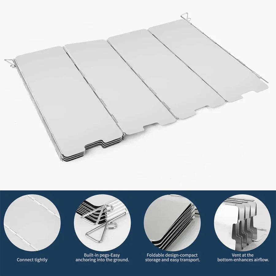 Pare-vent Haut pour Réchaud – Écran Anti-Vent en Aluminium Pliable pour Camping, Cuiseur Extérieur, Pare-Vent pour Réchaud à Butane - BLACKBEARD OUTDOOR INDUSTRIES