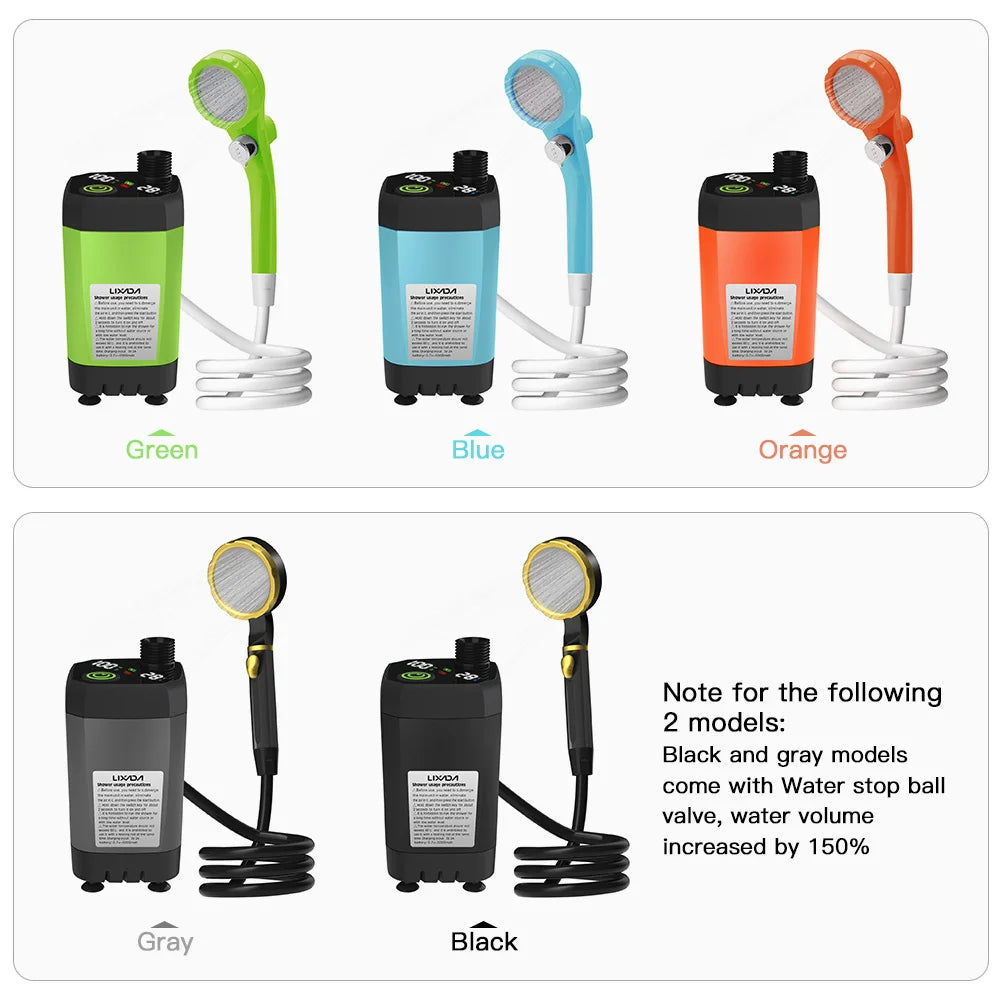 Kit de Douche Portable pour Camping – Pompe de Douche RV avec Écran Numérique Intelligent, Mode Éco Énergétique, Batterie 6000mAh – Idéale pour Aventures en Plein Air - BLACKBEARD OUTDOOR INDUSTRIES