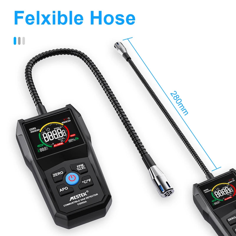 Détecteur de Fuite de Gaz Inflammable – Analyseur de Gaz Naturel, LPG, Méthane, Alcool (50000 PPM/LEL%) avec Sonde Flexible - BLACKBEARD OUTDOOR INDUSTRIES