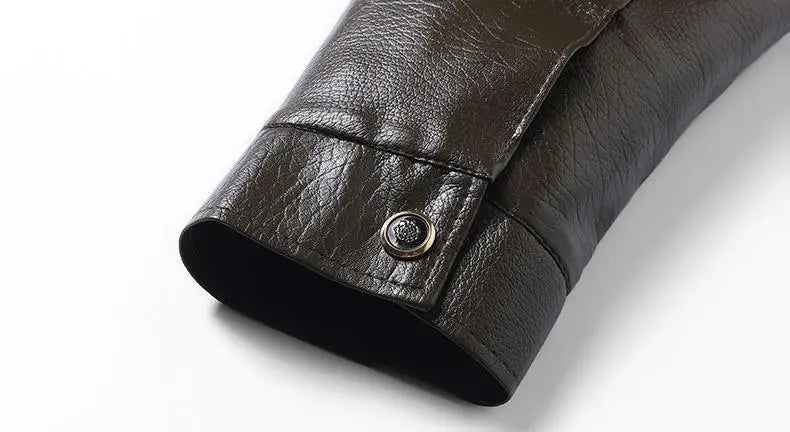 Winter Men Fleece Motor Biker Leather Jacket Man Lapel Thick Outwear Leather Coat Man Vintage Formal Fashion Leather Windbreaker BLACKBEARD OUTDOOR INDUSTRIES