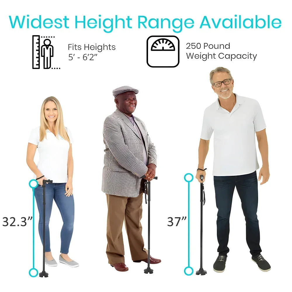 Canne Télescopique Pliable avec LED – Béquille Anti-Dérapante, Légère et Fiable pour Seniors Ma boutique