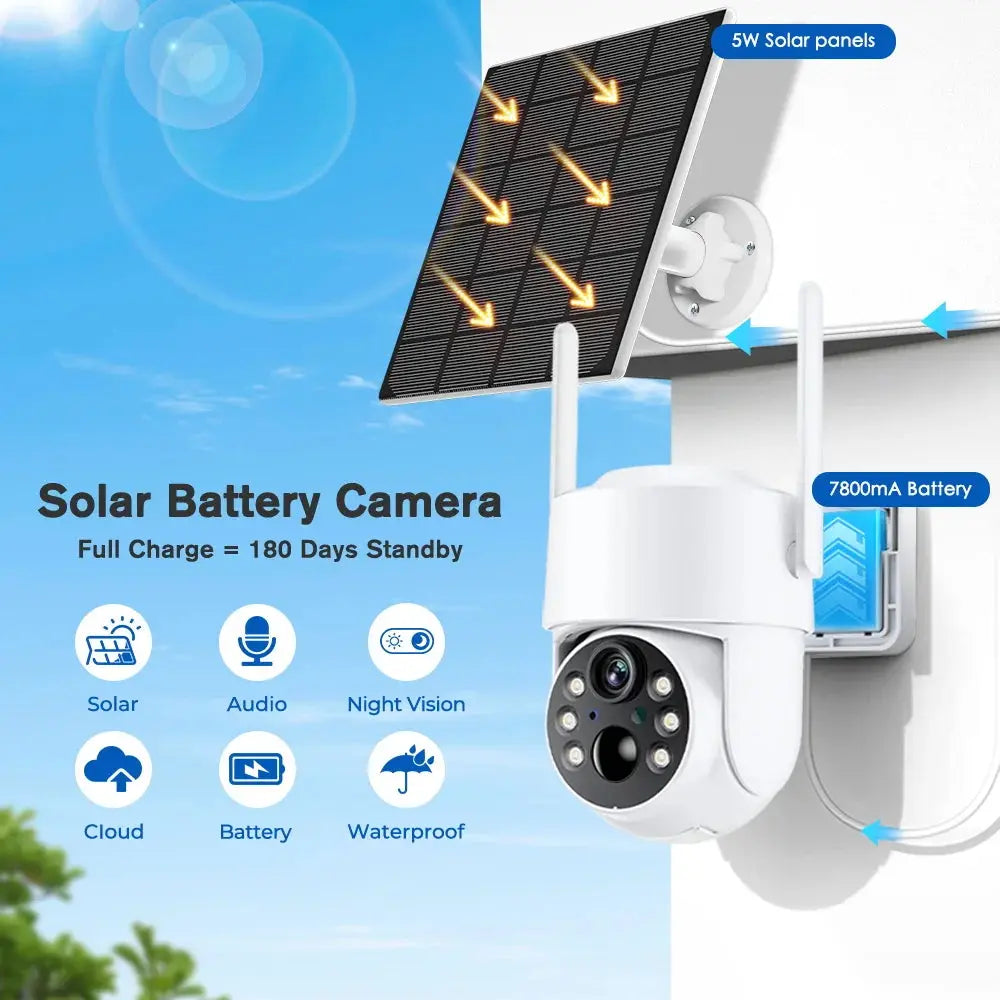 Caméra de Surveillance Solaire WiFi PTZ 4MP | Batterie 7800mAh | Vision Nocturne Couleur | Détection PIR | Étanche IP66 | iCSee App Ma boutique