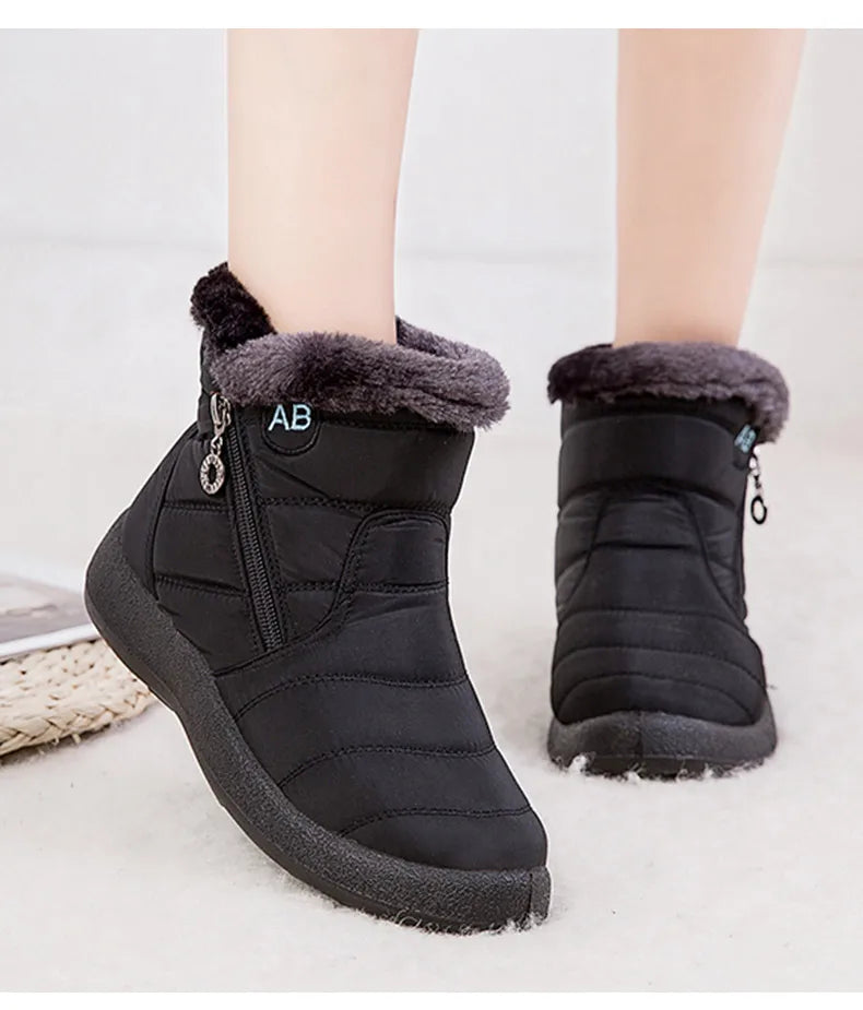 Bottines Hiver Femme Fourrées & Imperméables – Chaussures Chaudes à Talon Plat – Style Élégant & Confort – Neige / Froid - BLACKBEARD OUTDOOR INDUSTRIES