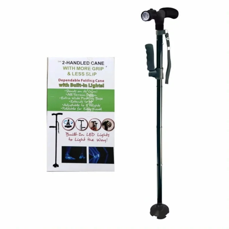 Canne Télescopique Pliable avec LED – Béquille Anti-Dérapante, Légère et Fiable pour Seniors Ma boutique