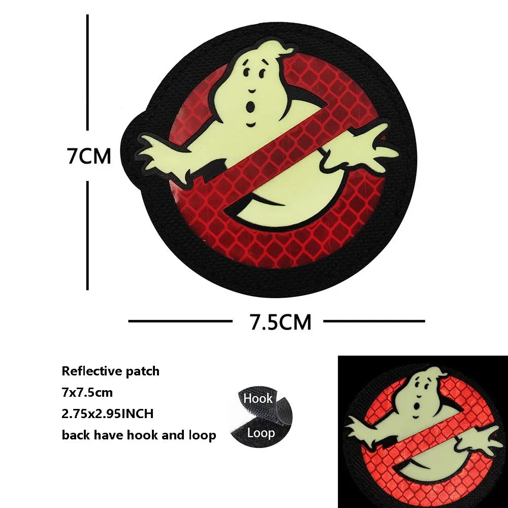 Patch Ghostbuster Rouge Équipe Anti-Fantôme – Broderie Tactique Phosphorescente avec Scratch - BLACKBEARD OUTDOOR INDUSTRIES