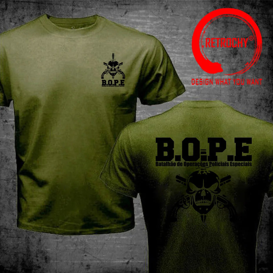 Brazil BOPE Elite Special Force T Shirt Black Beige White Cotton O-Neck Summer Short Sleeve Casual Mens T-shirt Plus Size S-6XL - BLACKBEARD OUTDOOR INDUSTRIES