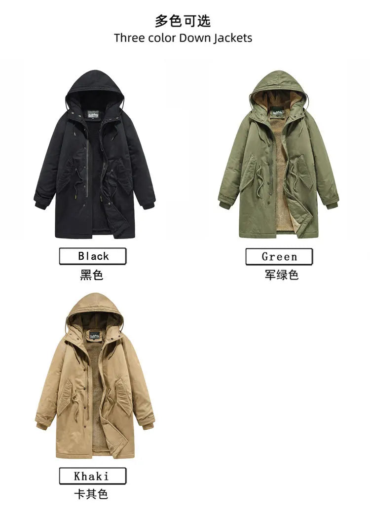 New American Retro M51 Mid-Length Windbreaker Parka with Hood Coat - Amish Cotton Long Coat for Men - Fall/Winter BLACKBEARD OUTDOOR INDUSTRIES