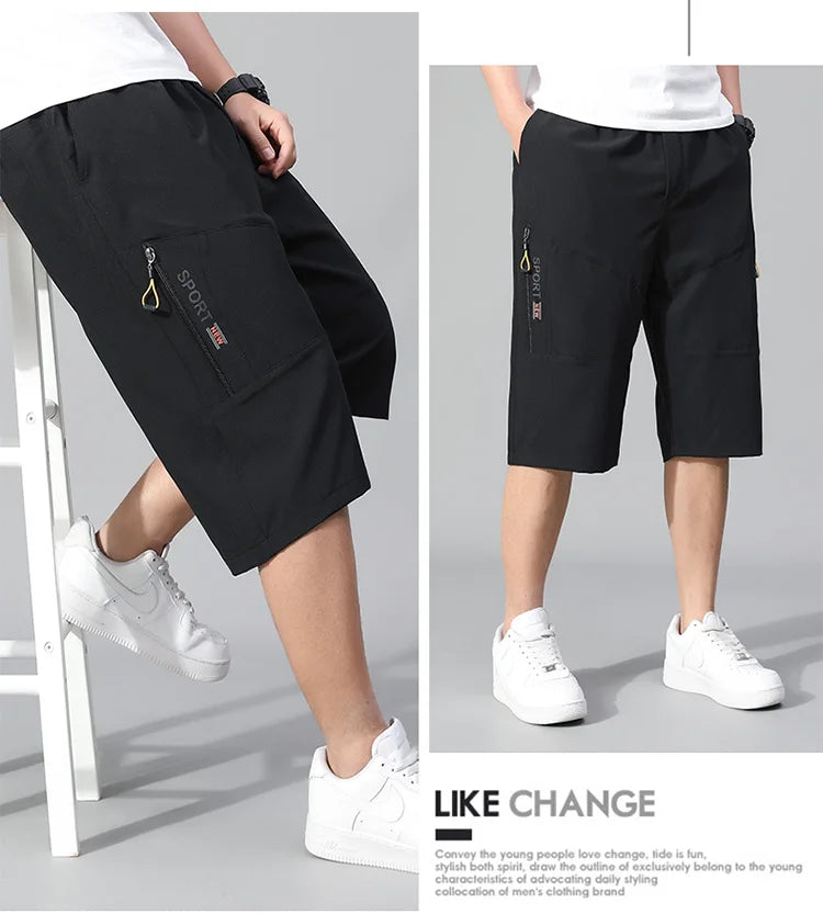 Short Cargo Homme - Poches Zippées, Taille Élastique, Coton Respirant, Style Décontracté Été Ma boutique