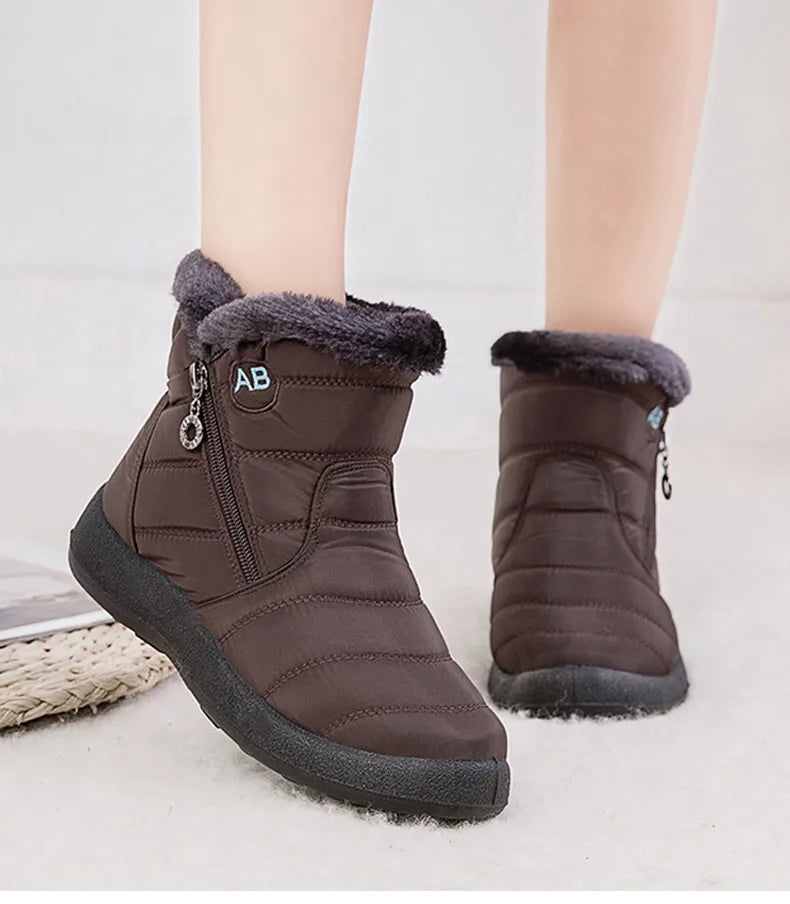 Bottines Hiver Femme Fourrées & Imperméables – Chaussures Chaudes à Talon Plat – Style Élégant & Confort – Neige / Froid - BLACKBEARD OUTDOOR INDUSTRIES