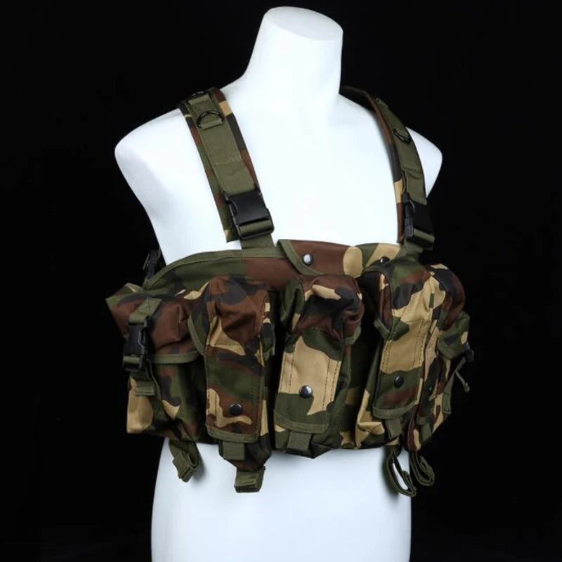 Chest rig Tactique Molle Body Armor – Camouflage Woodland, Porte-Chargeurs et Accessoires de Combat pour Airsoft et Chasse BLACKBEARD OUTDOOR INDUSTRIES