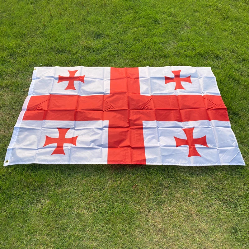 Drapeau de la Géorgie 90x150 cm – Bannière en Polyester Imprimée des Deux Côtés pour Décoration BLACKBEARD OUTDOOR INDUSTRIES
