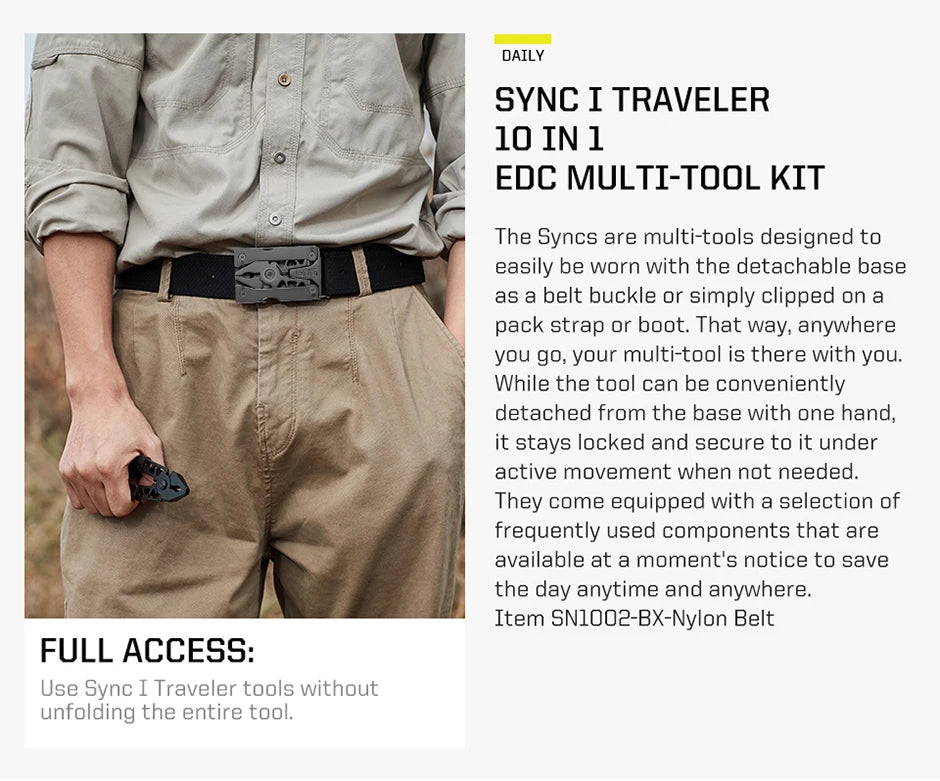 SOG Sync I Traveler EDC Multi-tool with 10 Survival Tools, Tactical & Outdoor Camping Supplies, Portable Travel & Hiking Kit Set BLACKBEARD OUTDOOR INDUSTRIES