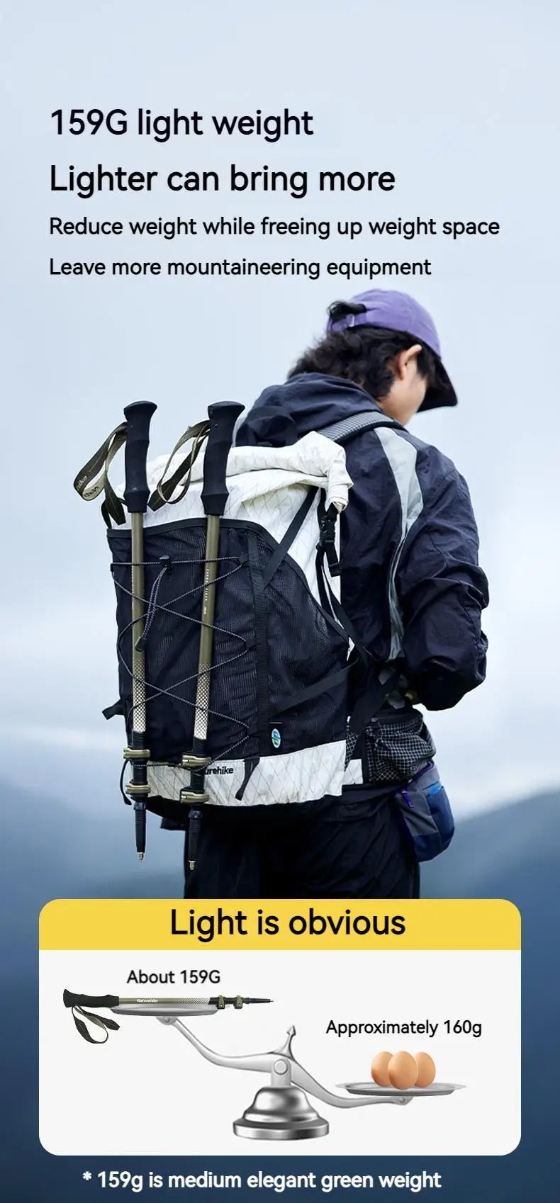Naturehike Bâton de Randonnée 3 Sections – Fibre de Carbone 3K Ultraléger, Réglable, Pointe Tungstène – Modèle EXT1 - BLACKBEARD OUTDOOR INDUSTRIES