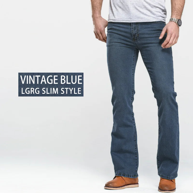 Jean Homme Bootcut Légèrement Évasé Slim Fit – Pantalon en Denim Stretch Classique, Bleu ou Noir, Tendance Designer BLACKBEARD OUTDOOR INDUSTRIES