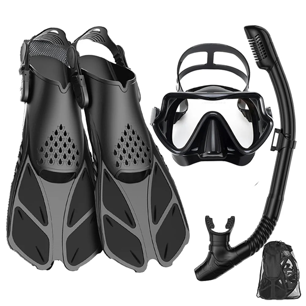 JoyMaySun Set Masque, Palmes et Tuba Adulte – Kit de Plongée Complet avec Sac de Transport - BLACKBEARD OUTDOOR INDUSTRIES