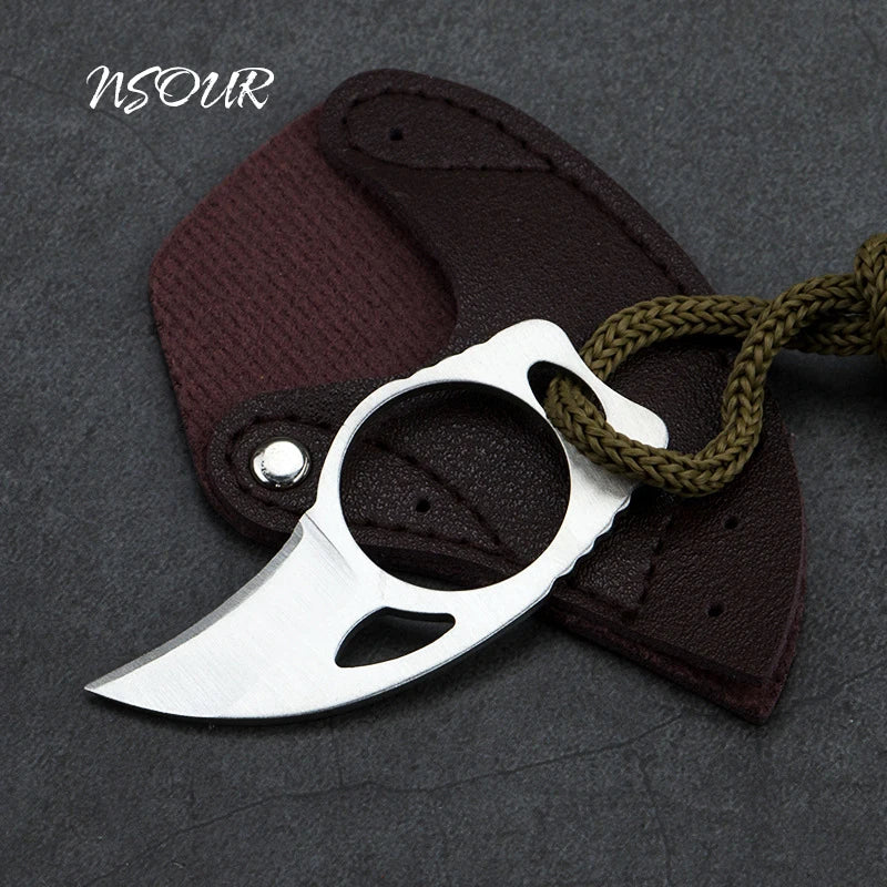 Couteau Pendentif de Self-Défense en Acier Inoxydable - Couteau Fixe Portable pour Outdoor, Survival, et Autodéfense - BLACKBEARD OUTDOOR INDUSTRIES