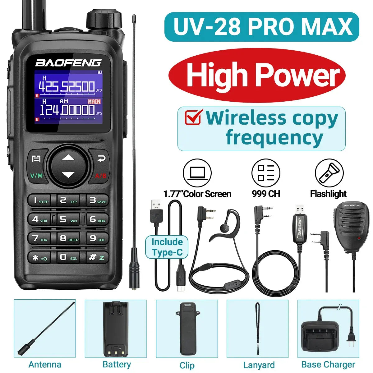 Talkie-Walkie Baofeng UV-28 PRO MAX - Multi-Bandes Haute Puissance Ma boutique