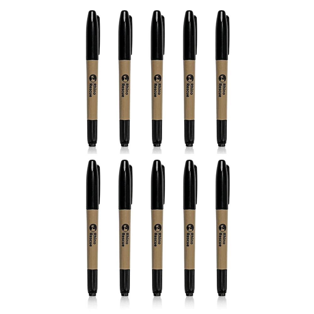 RHINO RESCUE - Marqueurs à Double Pointe – Pointe Fine et Large, Idéaux pour le Camping, la Maison, la Signature et le Marquage (Pack de 10) - BLACKBEARD OUTDOOR INDUSTRIES