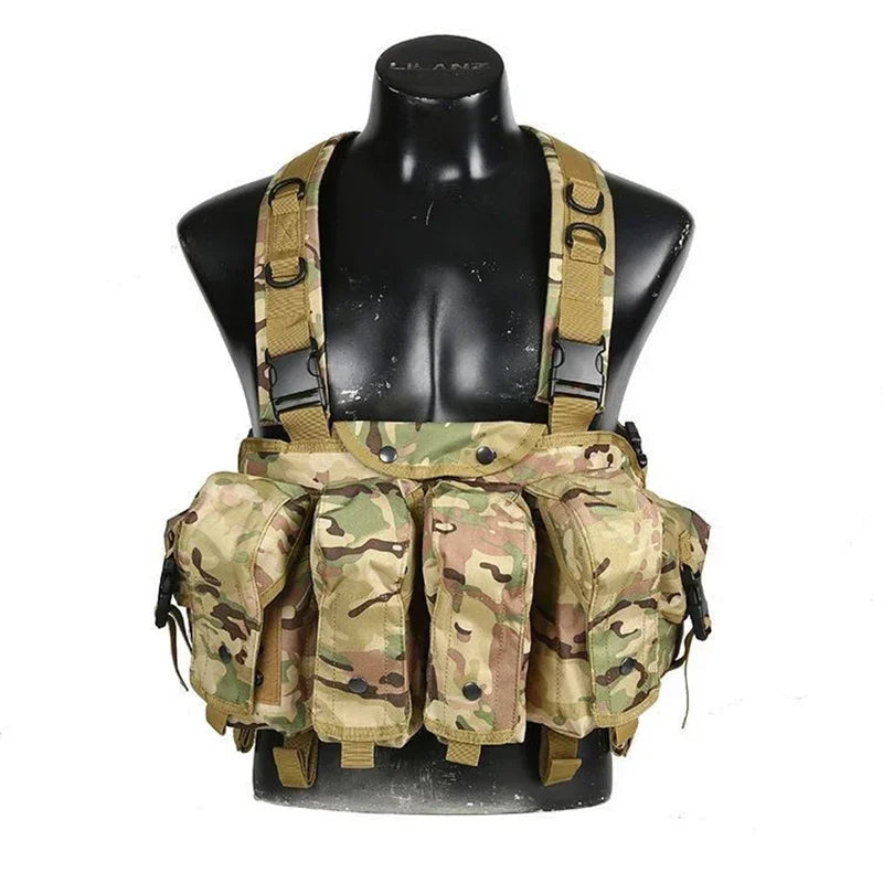 Chest rig Tactique Molle Body Armor – Camouflage Woodland, Porte-Chargeurs et Accessoires de Combat pour Airsoft et Chasse BLACKBEARD OUTDOOR INDUSTRIES