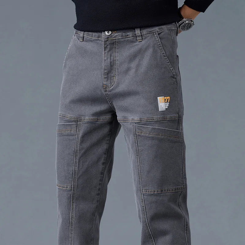 Jean Slim Fit Homme Style Coréen - Pantalon en Denim Élastique Gris Taille Moyenne BLACKBEARD OUTDOOR INDUSTRIES