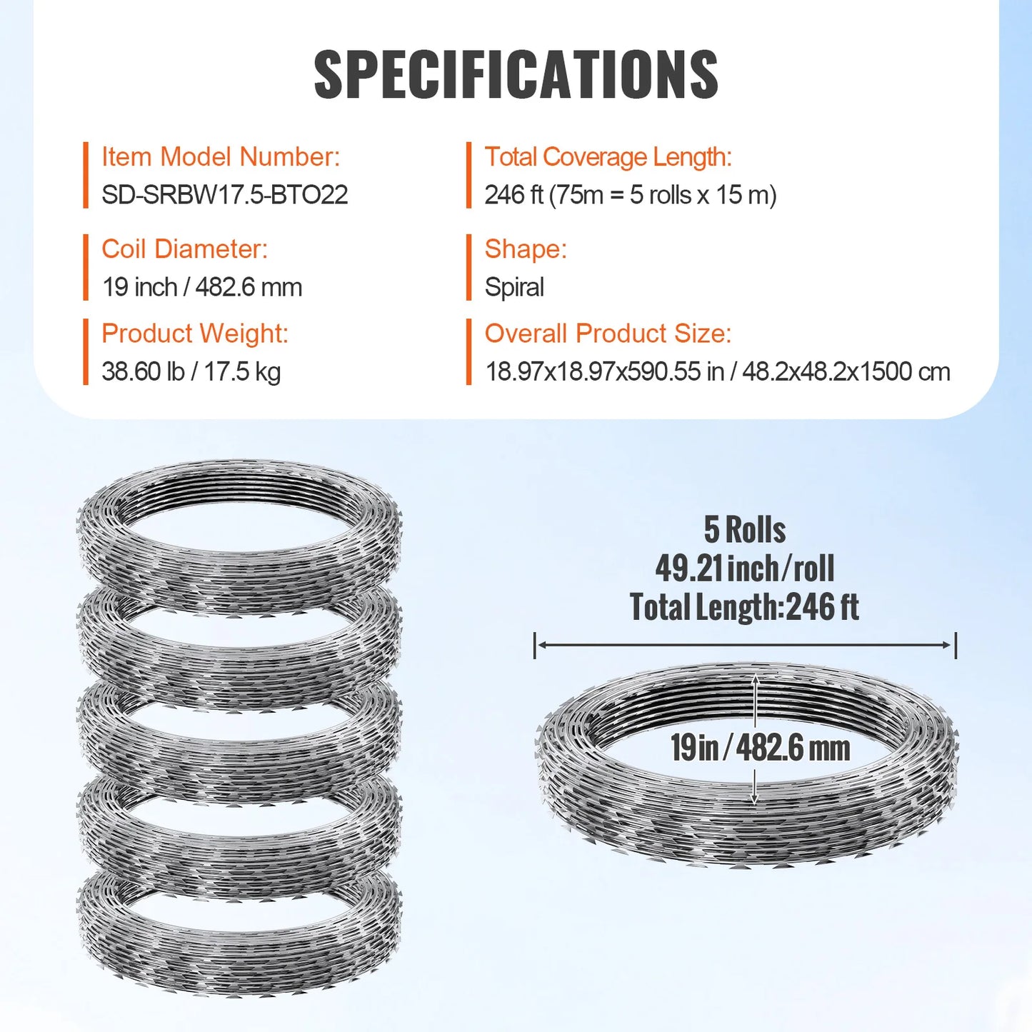 VEVOR Razor Wire – Rouleaux de Fil Barbelé Lames Doubles Spirales Galvanisé pour Clôture et Sécurité Extérieure - BLACKBEARD OUTDOOR INDUSTRIES
