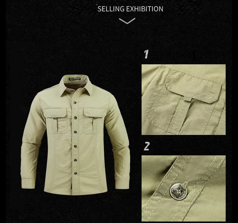 Chemise Tactique Homme Légère & Séchage Rapide Manches Longues • Résistante à l'eau • Anti-UV • Idéale Randonnée & Militaire - BLACKBEARD OUTDOOR INDUSTRIES