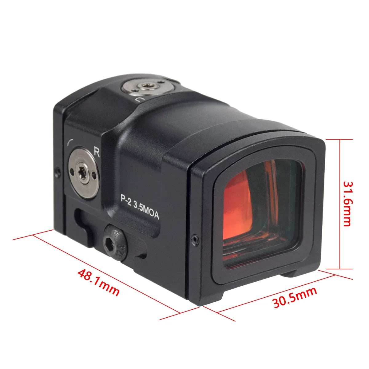Lunette de visée tactique P-2 Red Dot 3,5 MOA avec montage haut 1,54" et fixation rail 20 mm — Pour pistolet Glock 17 MOS et carabine airsoft - BLACKBEARD OUTDOOR INDUSTRIES
