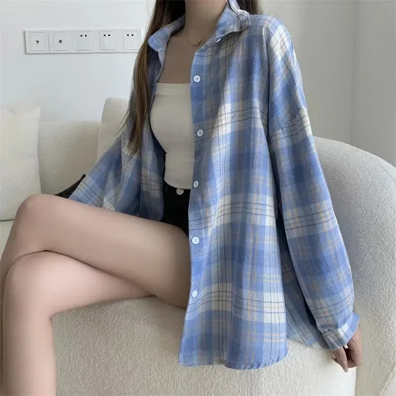 Chemise à Carreaux Femme – Style Vintage Preppy | Manches Longues | Coupe Ample | Automne / Toutes Saisons - BLACKBEARD OUTDOOR INDUSTRIES