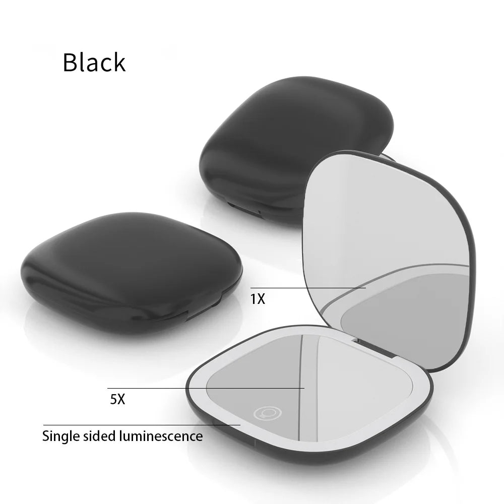 Mini Miroir de Maquillage Pliable avec LED – Grossissement 5x / 10x, Rechargeable, Miroir de Poche Compact - BLACKBEARD OUTDOOR INDUSTRIES