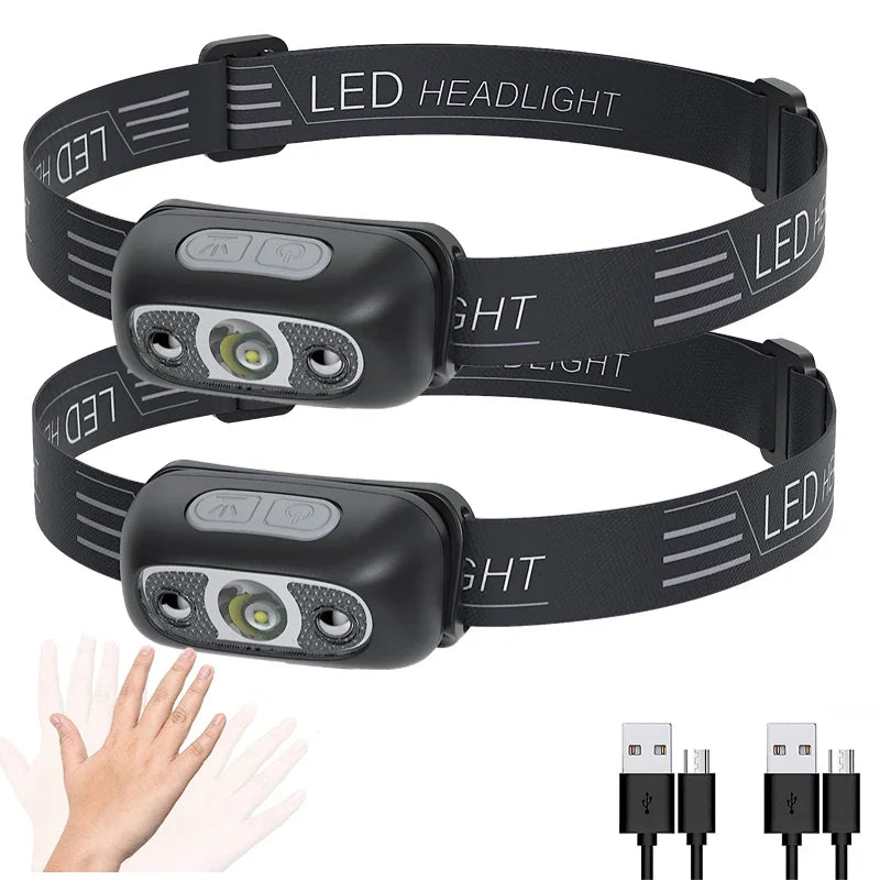 Lampe Frontale Mini LED Puissante – Rechargeable USB, Étanche, avec Capteur de Mouvement - BLACKBEARD OUTDOOR INDUSTRIES