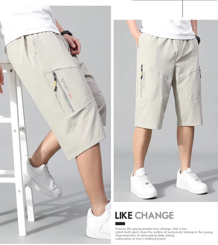 Short Cargo Homme - Poches Zippées, Taille Élastique, Coton Respirant, Style Décontracté Été Ma boutique