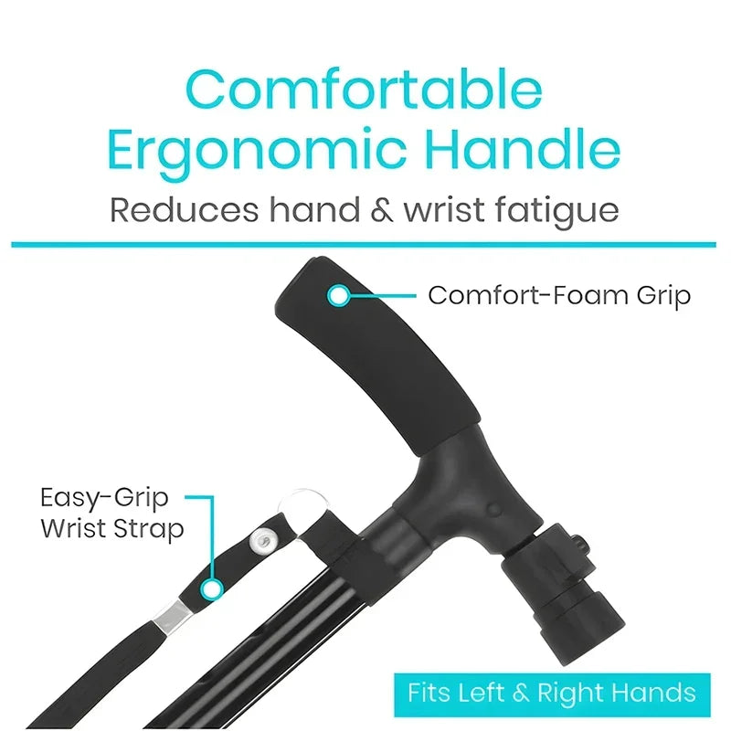 Canne Télescopique Pliable avec LED – Béquille Anti-Dérapante, Légère et Fiable pour Seniors Ma boutique