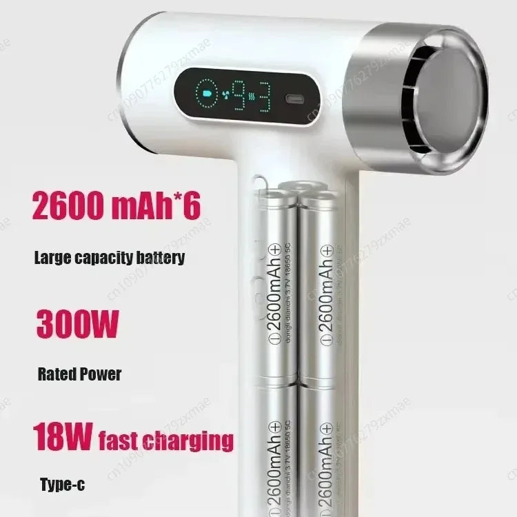 Sèche-Cheveux Sans Fil USB Portable Rechargeable – Vent Puissant, Faible Bruit, 3 Vitesses avec Écran LCD - BLACKBEARD OUTDOOR INDUSTRIES