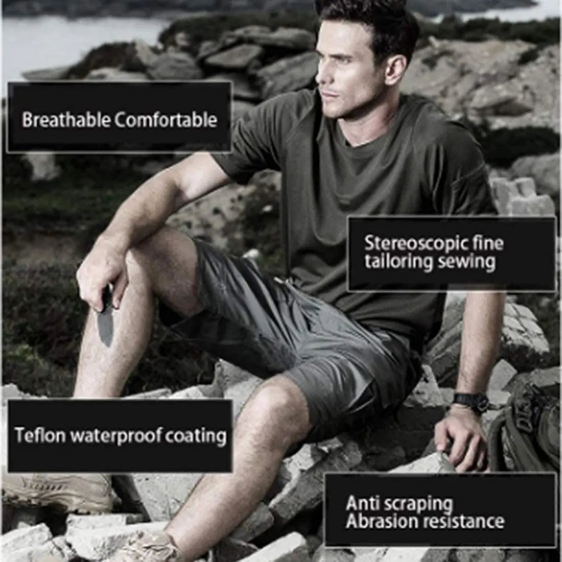 Short Cargo Homme Militaire Urbain Été — Imperméable, Respirant, Séchage Rapide - BLACKBEARD OUTDOOR INDUSTRIES