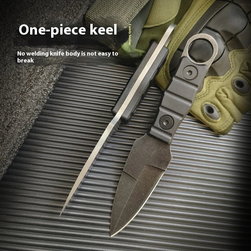Couteau type kunai – Lame Droite Compacte en Acier Inoxydable Haute Dureté, Couteau Tactique avec Anneau - BLACKBEARD OUTDOOR INDUSTRIES