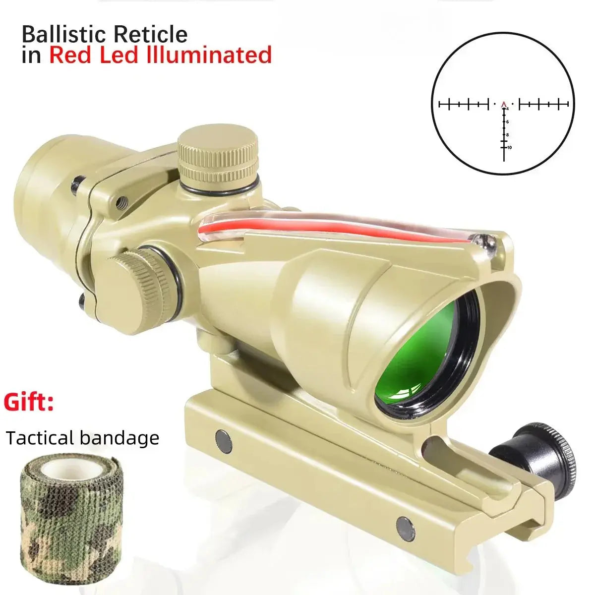 Lunette de Tir 4x32 avec Point Rouge – Optique à Fibre Réelle, Réticule Éclairé Vert et Rouge pour Rail 20mm Ma boutique