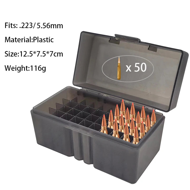 Boîte de Rangement pour Munitions – 50 ou 100 Coups | Calibres .223/5.56mm, 7.62x39mm, .38 Spé , 9mm Ma boutique