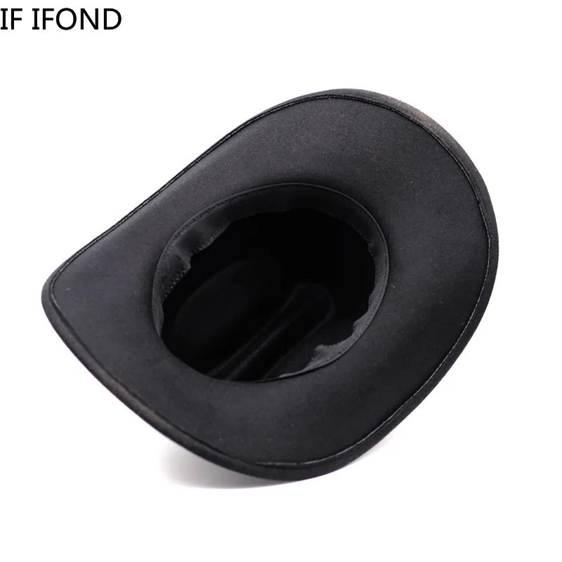 Chapeau Vintage Western Cowboy Unisexe – Style Gentleman & Cowgirl, Large Bord en Cuir – Jazz Cloche Sombrero Élégant pour Homme & Femme - BLACKBEARD OUTDOOR INDUSTRIES