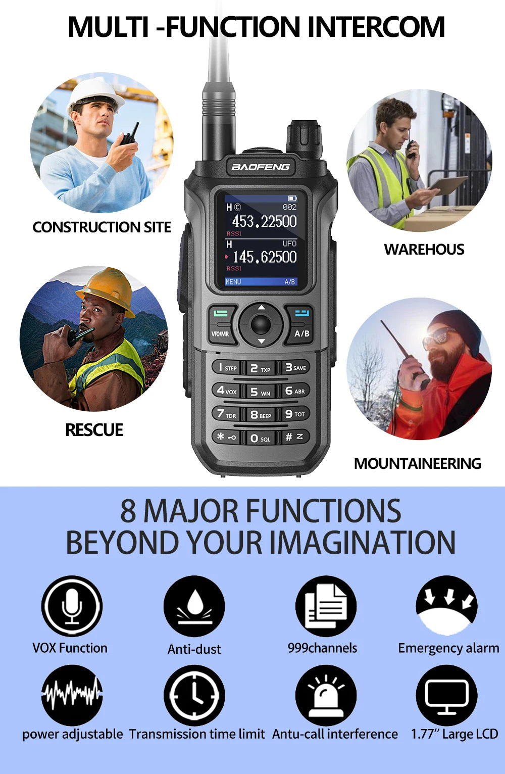 Lot de 2 Talkie-Walkies Baofeng UV-21 Pro V2 – Multi-bande, 999 Canaux, USB-C, Écran Couleur - BLACKBEARD OUTDOOR INDUSTRIES