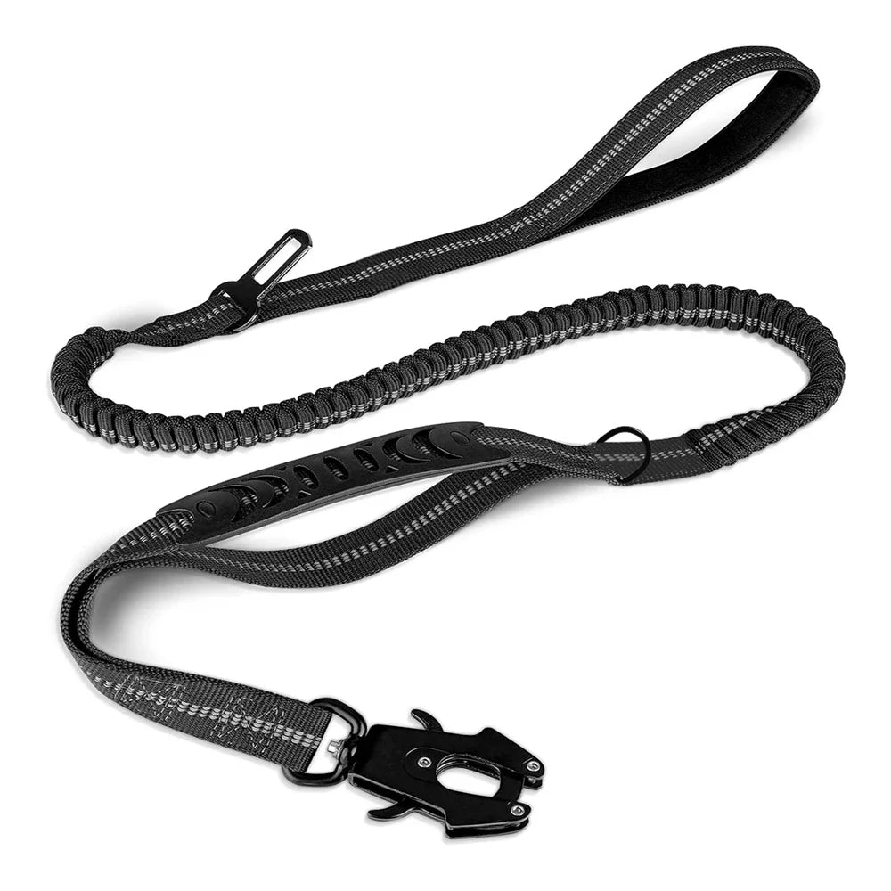 Laisse Tactique Élastique Réfléchissante avec Amortisseur de Chocs et Ceinture de Sécurité – Spécial Grands Chiens Ma boutique