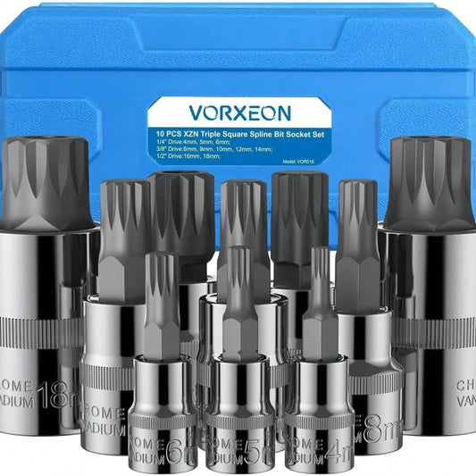 Coffret 10 Pièces XZN Triple Square Spline Bit Socket – Embouts M4 à M18 avec Boîte de Rangement Renforcée - BLACKBEARD OUTDOOR INDUSTRIES