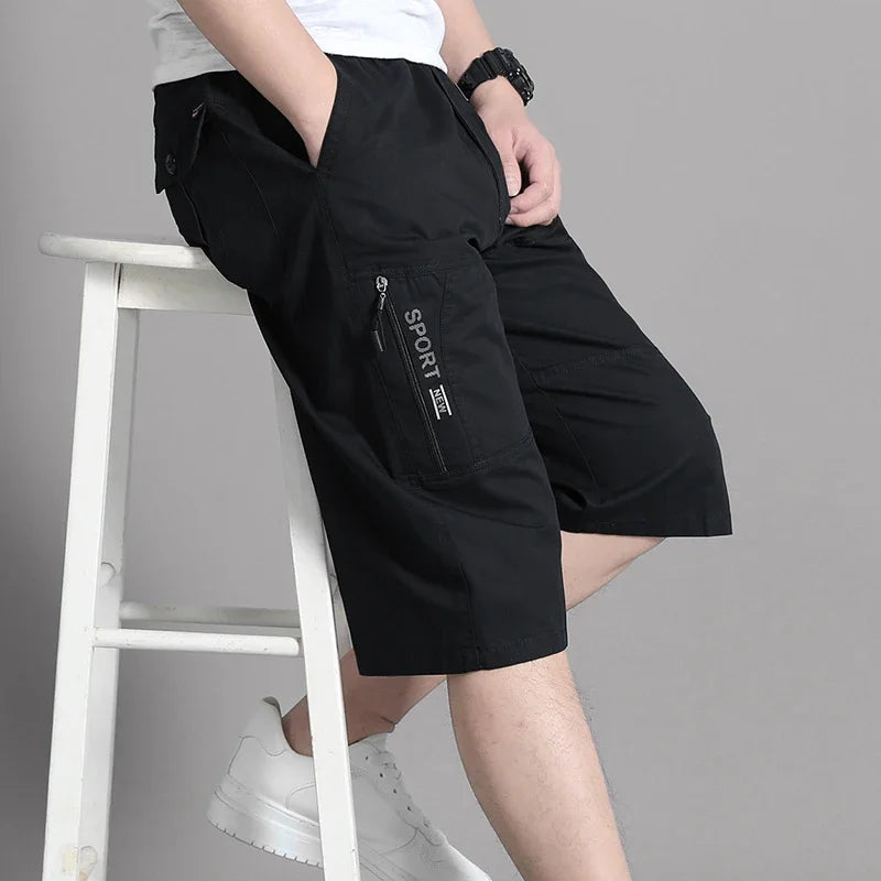 Short Cargo Homme - Poches Zippées, Taille Élastique, Coton Respirant, Style Décontracté Été Ma boutique
