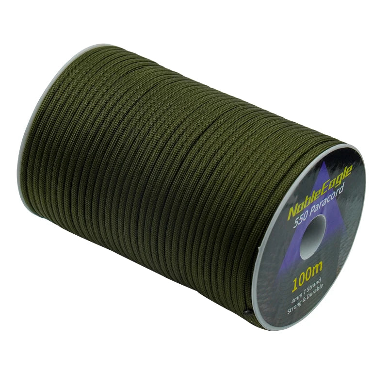 Corde Paracorde Militaire 550 – 100M / 50M / 31M – 7 Brins – 4 mm – Corde de Parachute pour Extérieur, Survie, Bricolage, Camping, Bracelet, Ligne de Tente - BLACKBEARD OUTDOOR INDUSTRIES